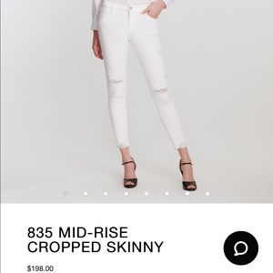 J Brand Mid Rise Cropped Skinny White Jeans